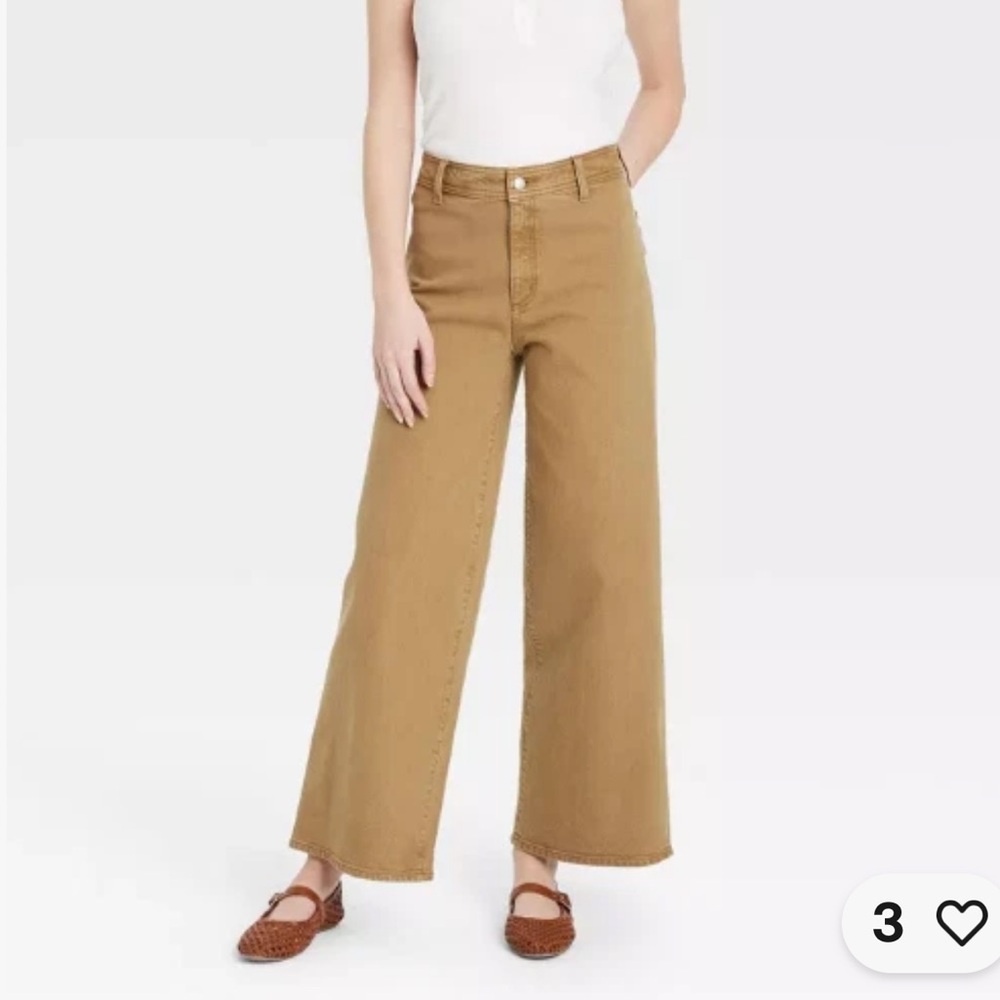 Universal Thread High Rise Corduroy Sailor Wide Leg Ankle Jeans Tan Sz 17